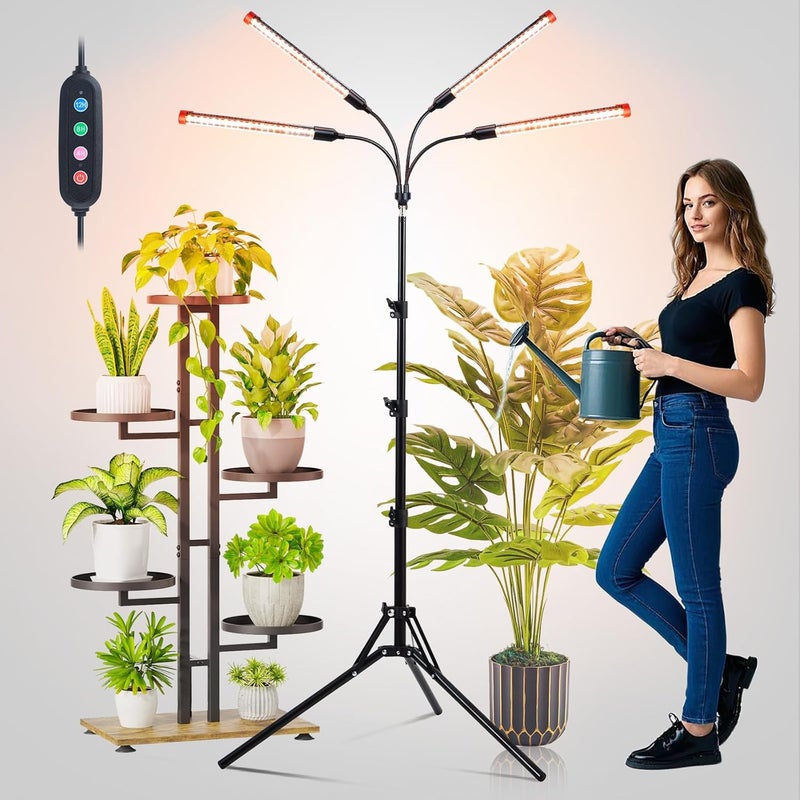 FECiDA Gamechanger! 36W 4Head Grow Light with Tripod Stand, 2025 Big Coverage LED Grow Lights for Indoor Plants, Bonsai Tree, Full Spectrum Tall Plant Growing Lamp 4,8,12,16 Hr Timer - Image 3